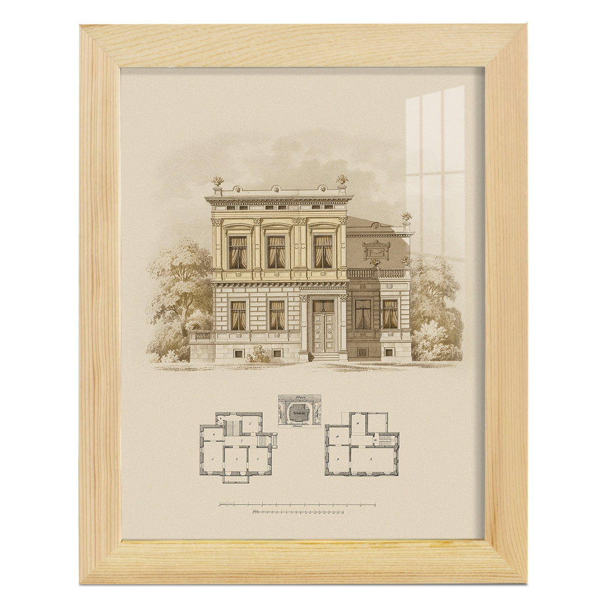 Estate and Plan III -Framed Print w/glass-Natural Wood