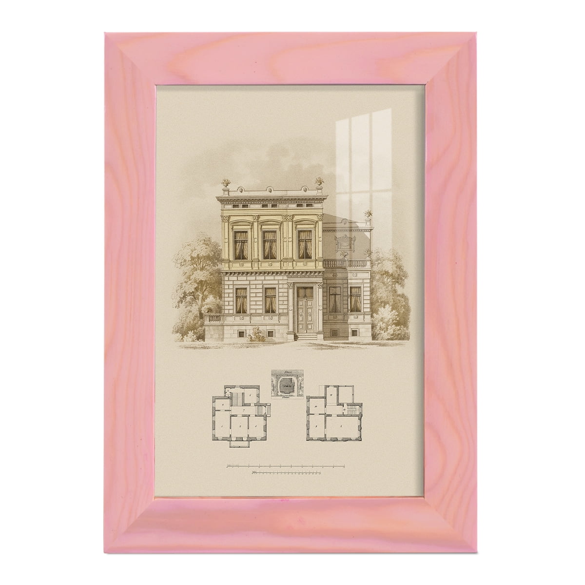 Estate and Plan III -Framed Print w/glass-Sunset Pink