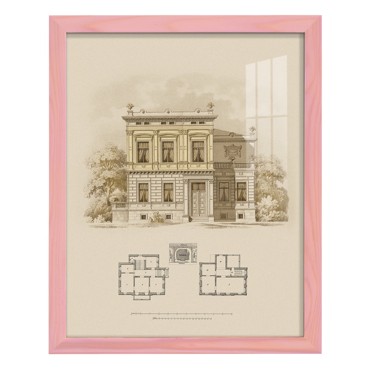 Estate and Plan III -Framed Print w/glass-Sunset Pink