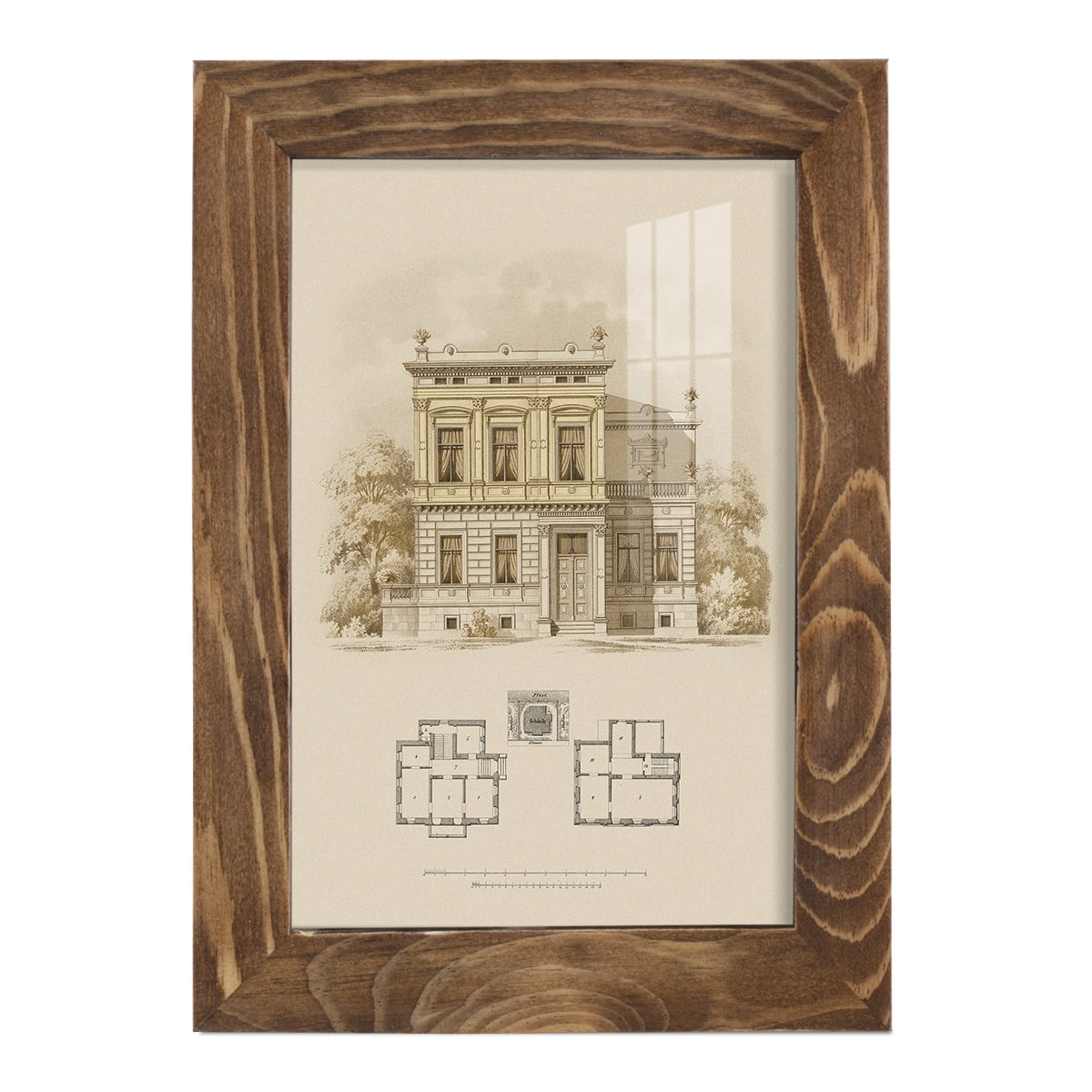 Estate and Plan III -Framed Print w/glass-Walnut