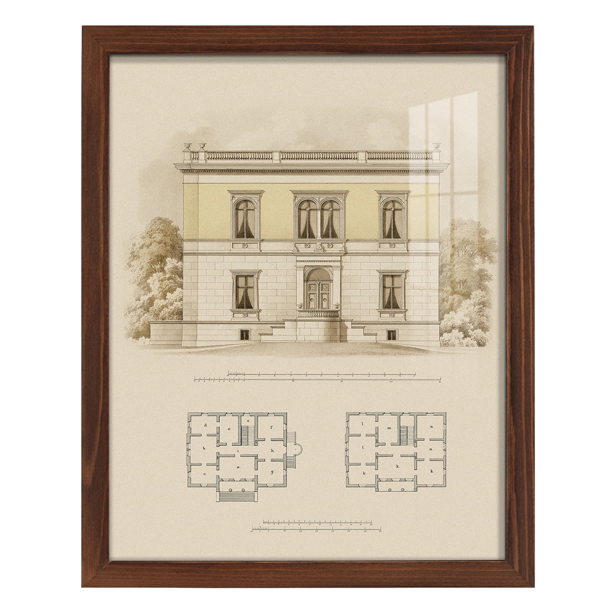 Estate and Plan V -Framed Print w/glass-Chestnut