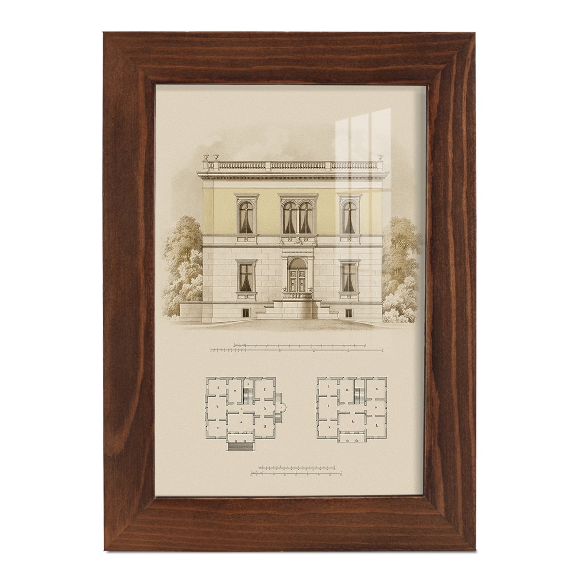 Estate and Plan V -Framed Print w/glass-Chestnut