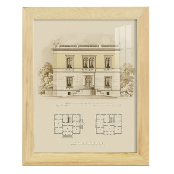 Estate and Plan V -Framed Print w/glass-Natural Wood