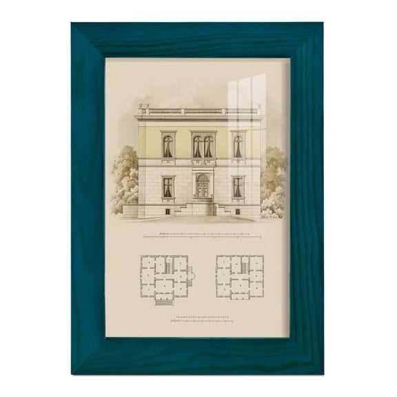 Estate and Plan V -Framed Print w/glass-Ocean Blue