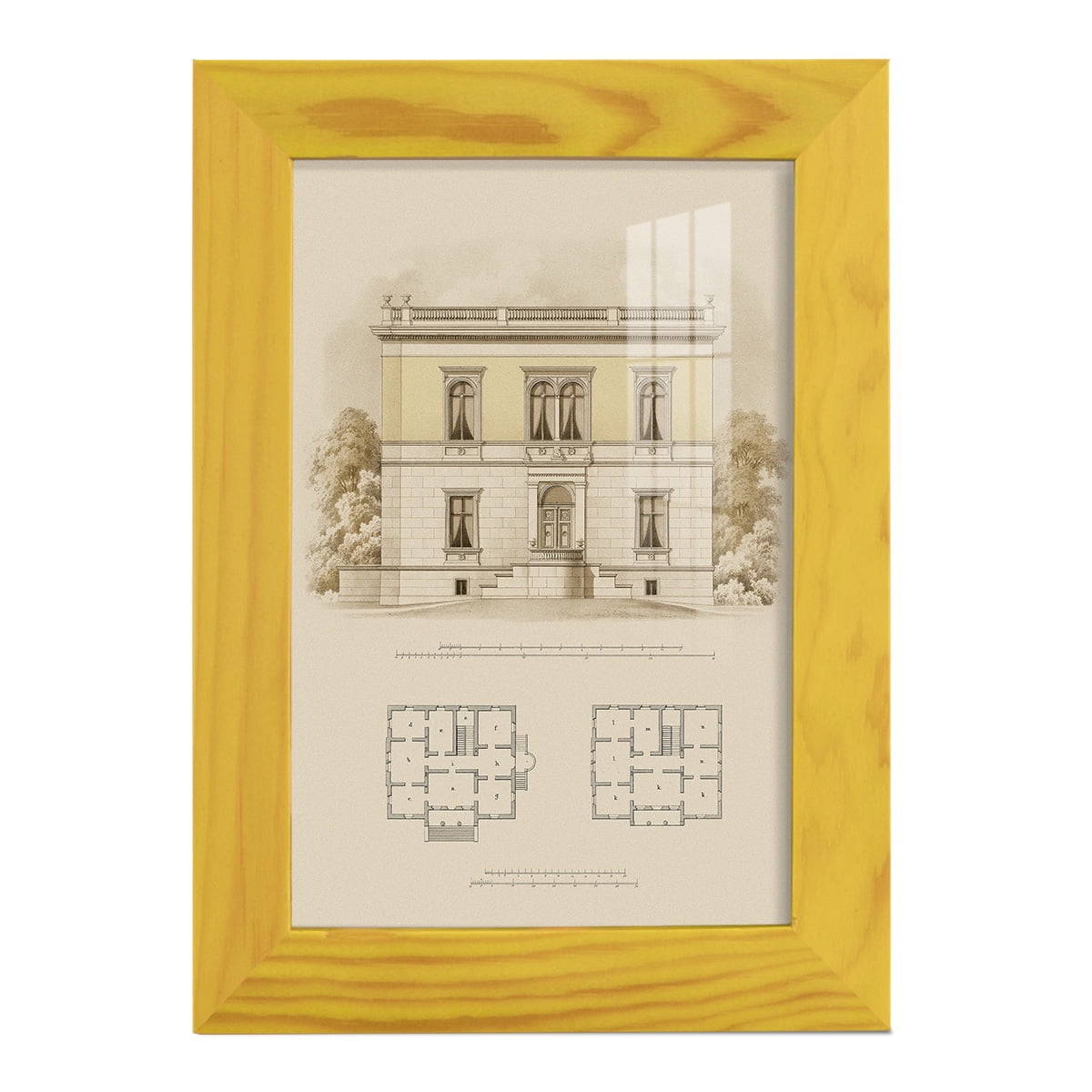 Estate and Plan V -Framed Print w/glass-Sunflower Yellow