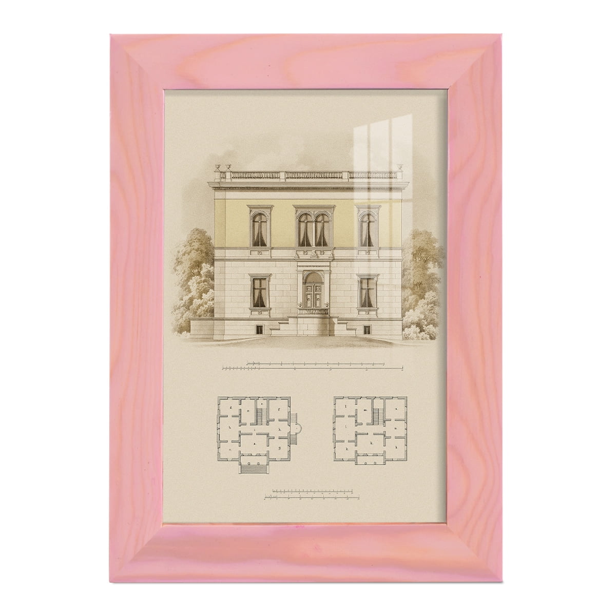 Estate and Plan V -Framed Print w/glass-Sunset Pink