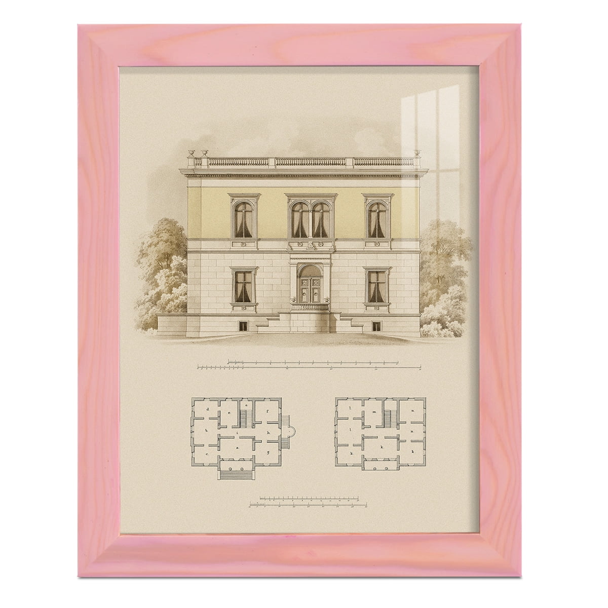 Estate and Plan V -Framed Print w/glass-Sunset Pink