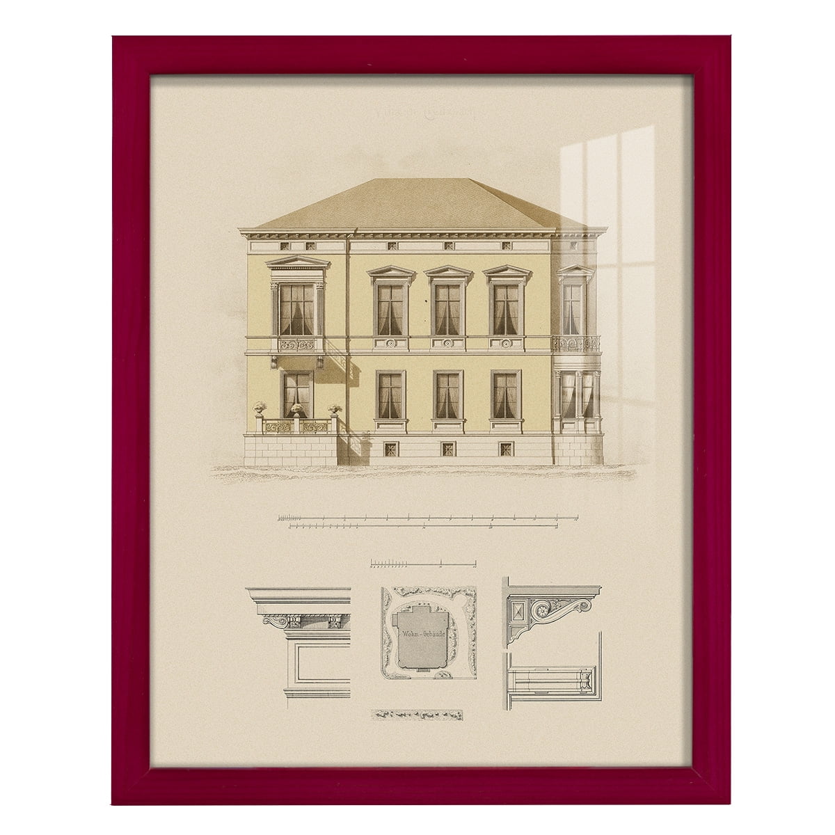 Estate and Plan VI -Framed Print w/glass-Cherry Red