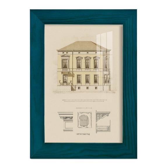 Estate and Plan VI -Framed Print w/glass-Ocean Blue