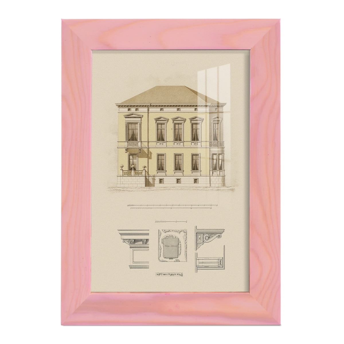 Estate and Plan VI -Framed Print w/glass-Sunset Pink