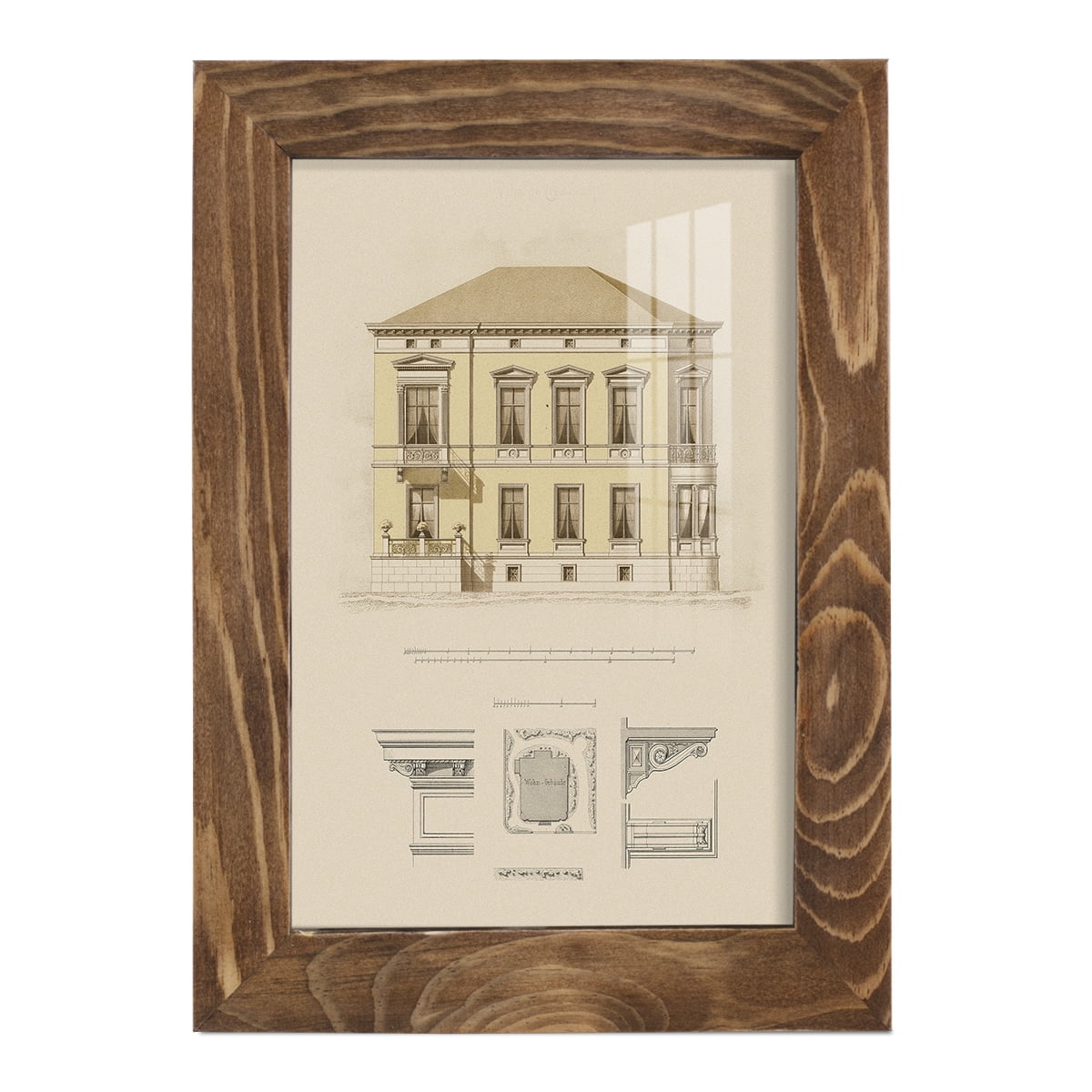 Estate and Plan VI -Framed Print w/glass-Walnut