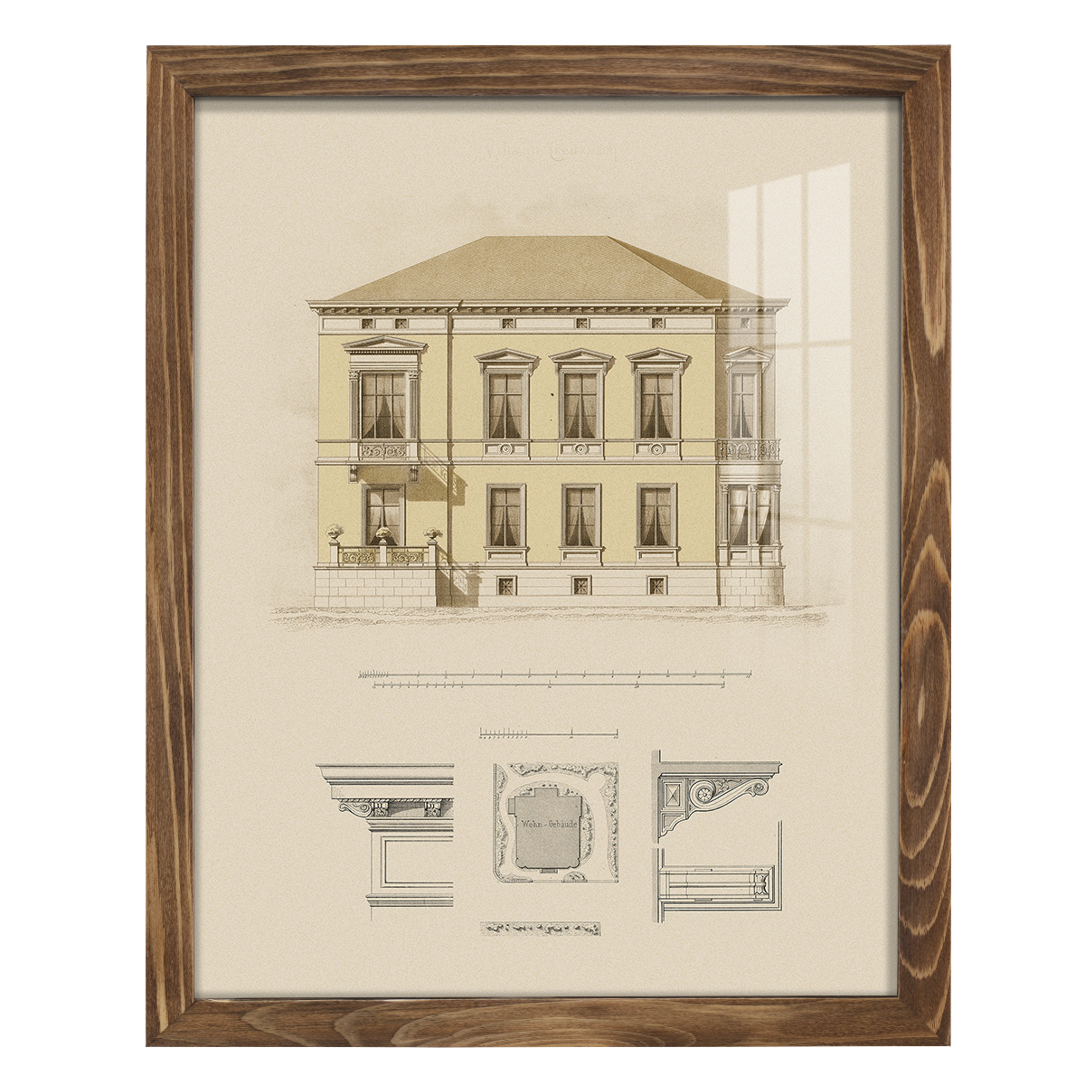 Estate and Plan VI -Framed Print w/glass-Walnut
