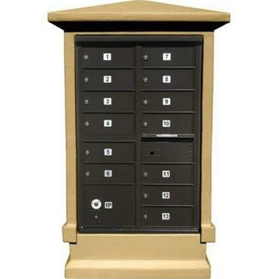 Estateview Stucco Cluster Box Unit Mailbox Center Column with Short Pedestal - Burnt Tuscan