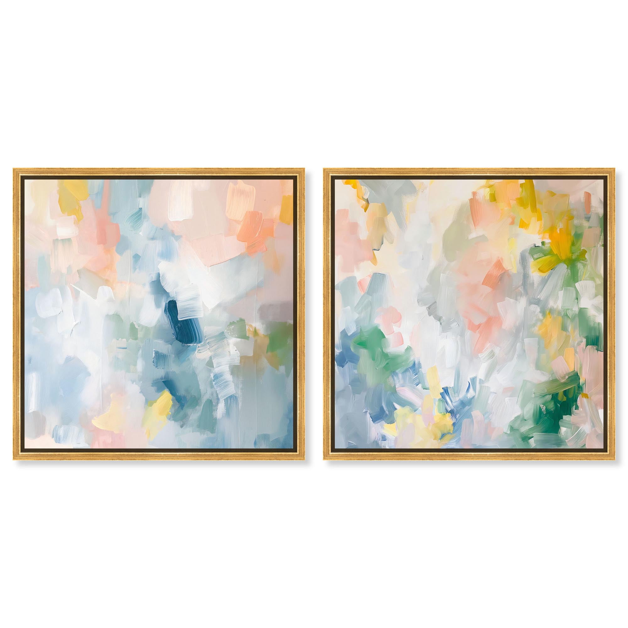 Estatico Set Canvas Set of 2 Dopamine Decor Art by Art Remedy, Gold ...