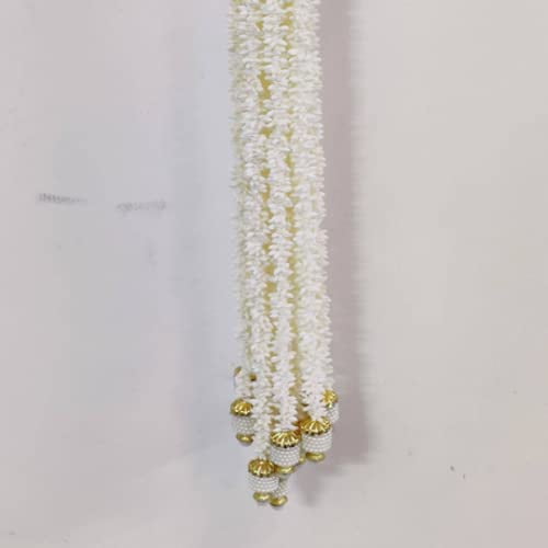 Estationeryhouse Artificial White Jasmine Garlands, Pack of 10, 5 Feet Long Each, Straight Shape, Cotton Material, Indian Wedding, Party Backdrop, Mehndi, Mandap, South Indian Wedding C89