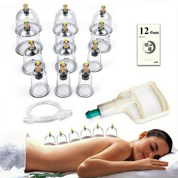 Estbridge 12/24pcs Cupping Therapy Set Hijama Cupping Set With Pump Vacuum Suction Cups For Body Relex Cupping Kit For Massage Chinese Acupoint Physical Cupping Therapy