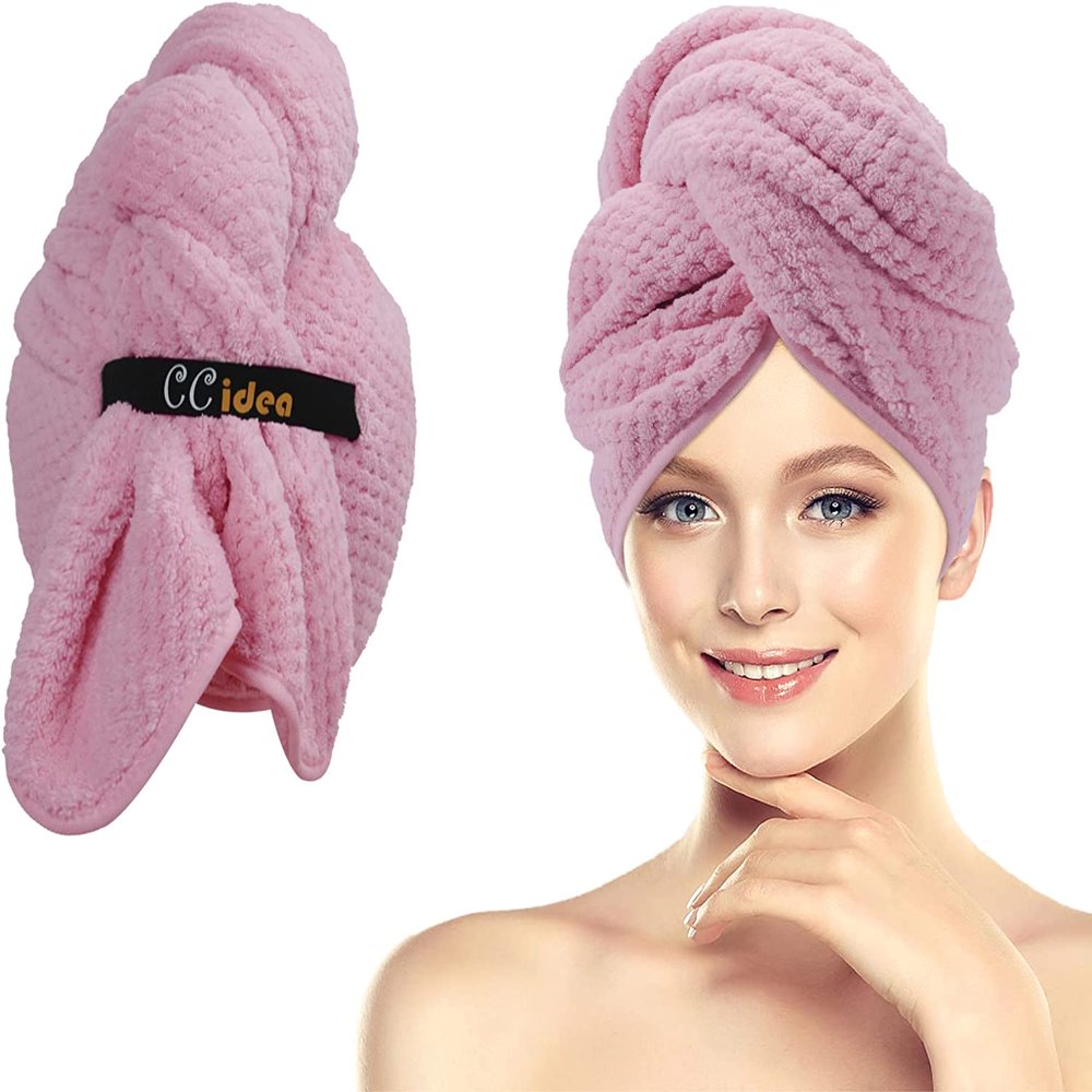 Estbridge 40”x22.5” Large Microfiber Hair Towel  1 Pack Fast Drying Hair Towel Wraps for Wet Hair  Anti Frizz Hair Microfiber Towel  Soft Bath Towels(Pink)