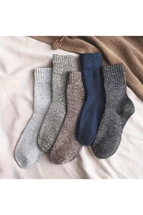 5 pairs 5 Pairs Warm Merino Wool Crew Socks for Men & Women - Hiking Trekking Camping & Fishing