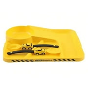 Estbridge Construction Toddler Plates - Toddler Eating Utensil Set With Spoon And Fork Baby Plates Feeding Set Suitable For Kids Utensils - Dishwasher Safe - Portable Utensils Set For 1-5