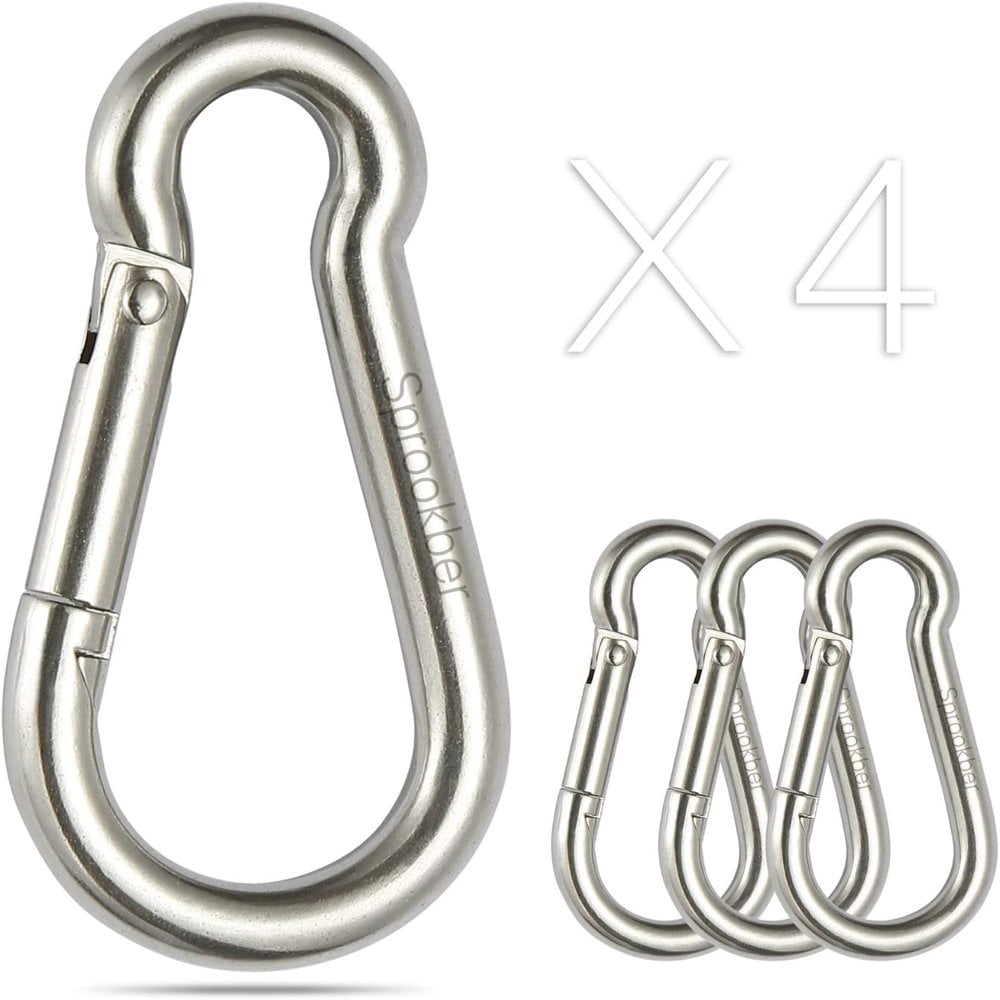 Uxcell 304 Stainless Steel Carabiner Snap Hooks - 5 Pack, 2.34" (59.5mm), Spring Gate