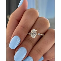 Este Origin 2.2ct Oval Lab Grown Diamond Engagement Ring with Sparkling Accent Stones in 10K Yellow Gold Wedding Ring for Women, size US 10.5.