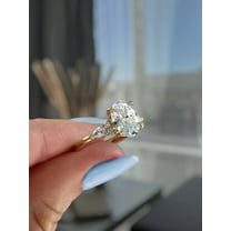 ESTE ORIGIN 2.00Ct Oval Cut Lab-Grown Diamond Trilogy Ring – Pear & Round Accent Stones, 2mm Tapered Band in 14K White Gold for Women