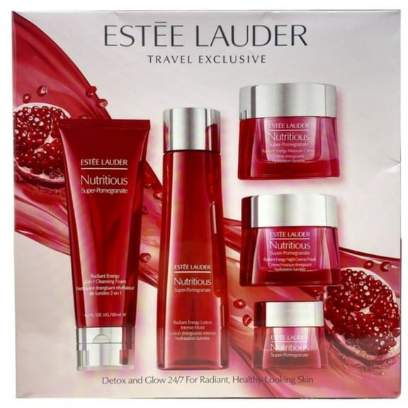 Estee Lauder Travel Exclusive Detox and Glow 24/7 5 Piece Bundle - Cleansing Foam - Lotion - Moisture Cream - Night Cream - Eye Jelly - New In Box
