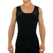 Esteem Apparel Original Mens Chest Compression Shirt to Hide Gynecomastia Moobs Shapewear Black, Large
