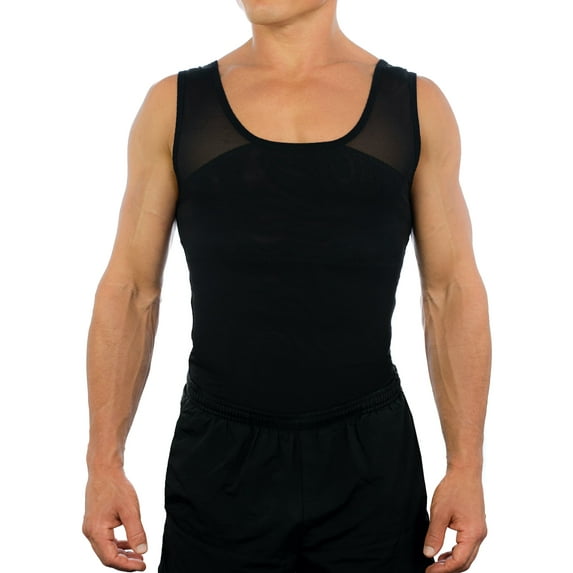 Esteem Apparel Original Men's Chest Compression Shirt to Hide Gynecomastia Moobs Shapewear (Black, XX-Large)