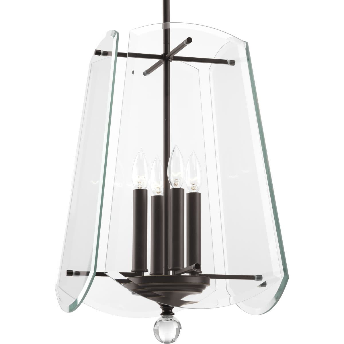 Bronze and Glass Four-Light Indoor/Outdoor Pendant