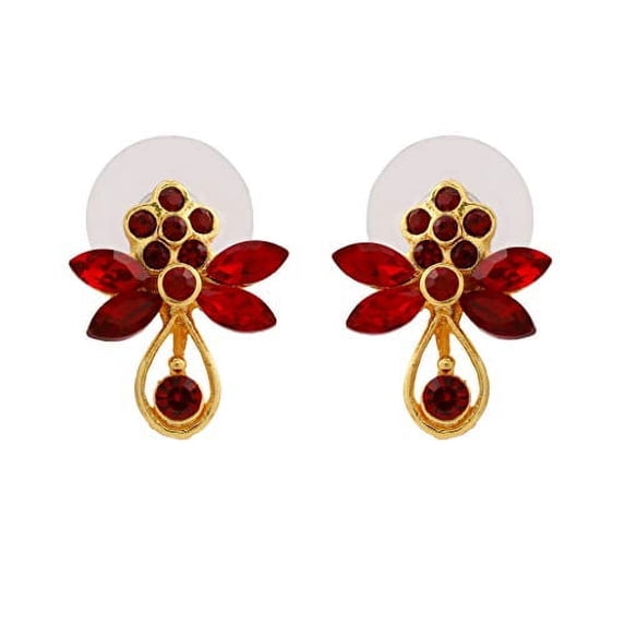Estele Gehena Red Gold Tone Metal Zinc Alloy Flower Butterfly Stud Earrings