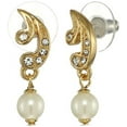thumbnail image 1 of Estele Rhodium Plated Sky Wind Pearl Drop Earrings, Gold, One Size (8864), 1 of 2