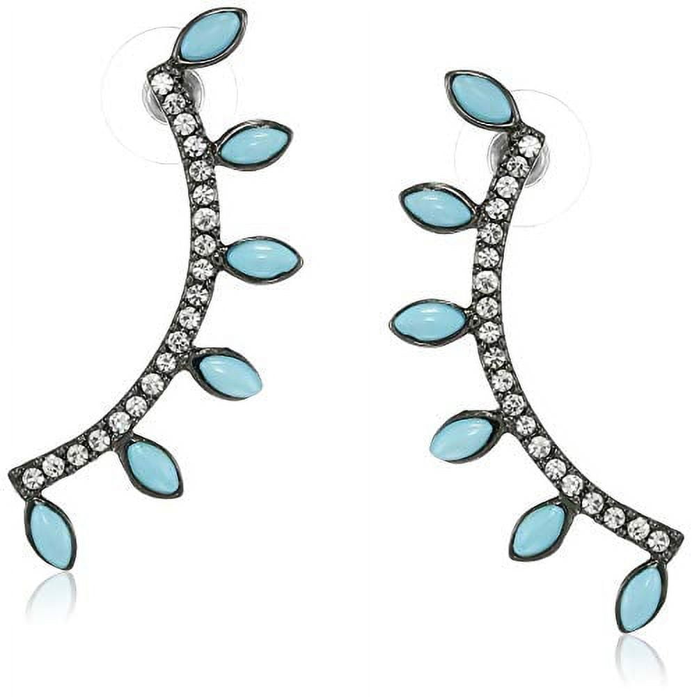 Estele Zinc Ally Oxidized Silver Plated Blue Marquise Studded Ear Cuffs