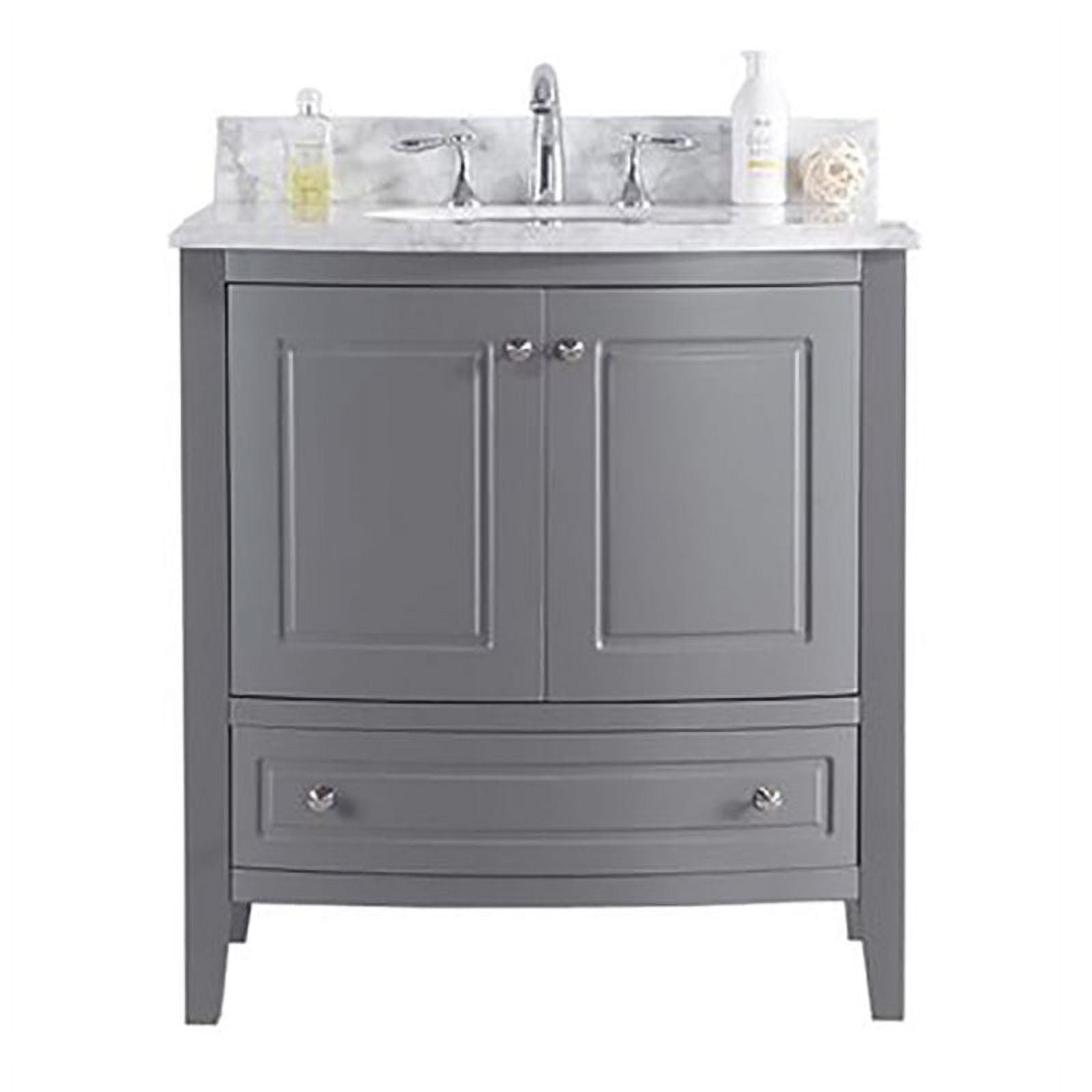 Estella 32" Grey Bathroom Vanity with White Marble Countertop