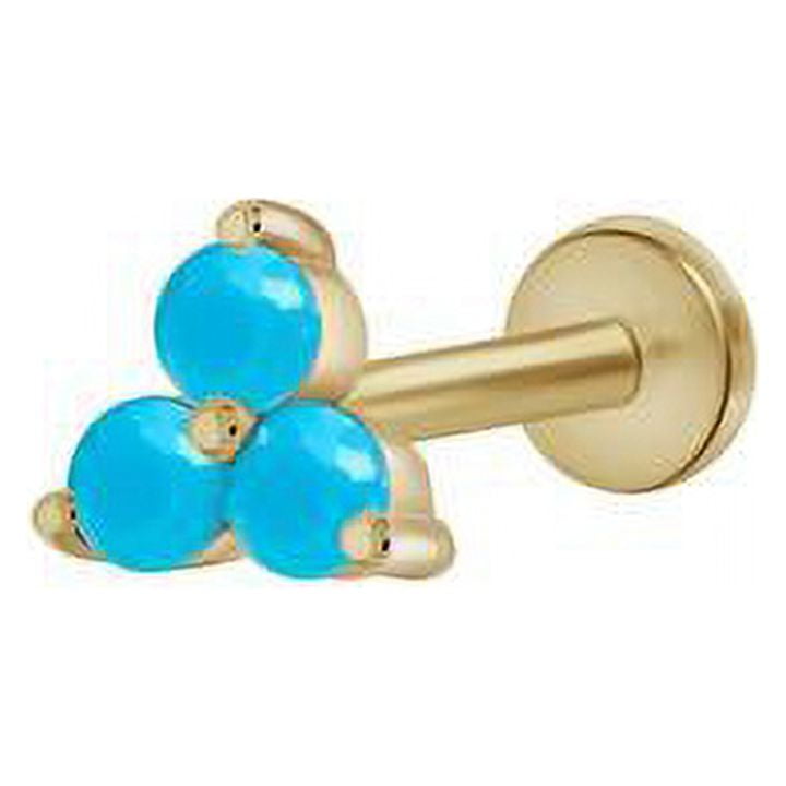 Three Stones Flat Back Stud Earring