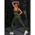 thumbnail image 1 of Estella's 2 Pcs Workout Leggings and Sports Bra Set–Seamless High-Waist Leggings & Sports Bra - Olive Green, 1 of 5