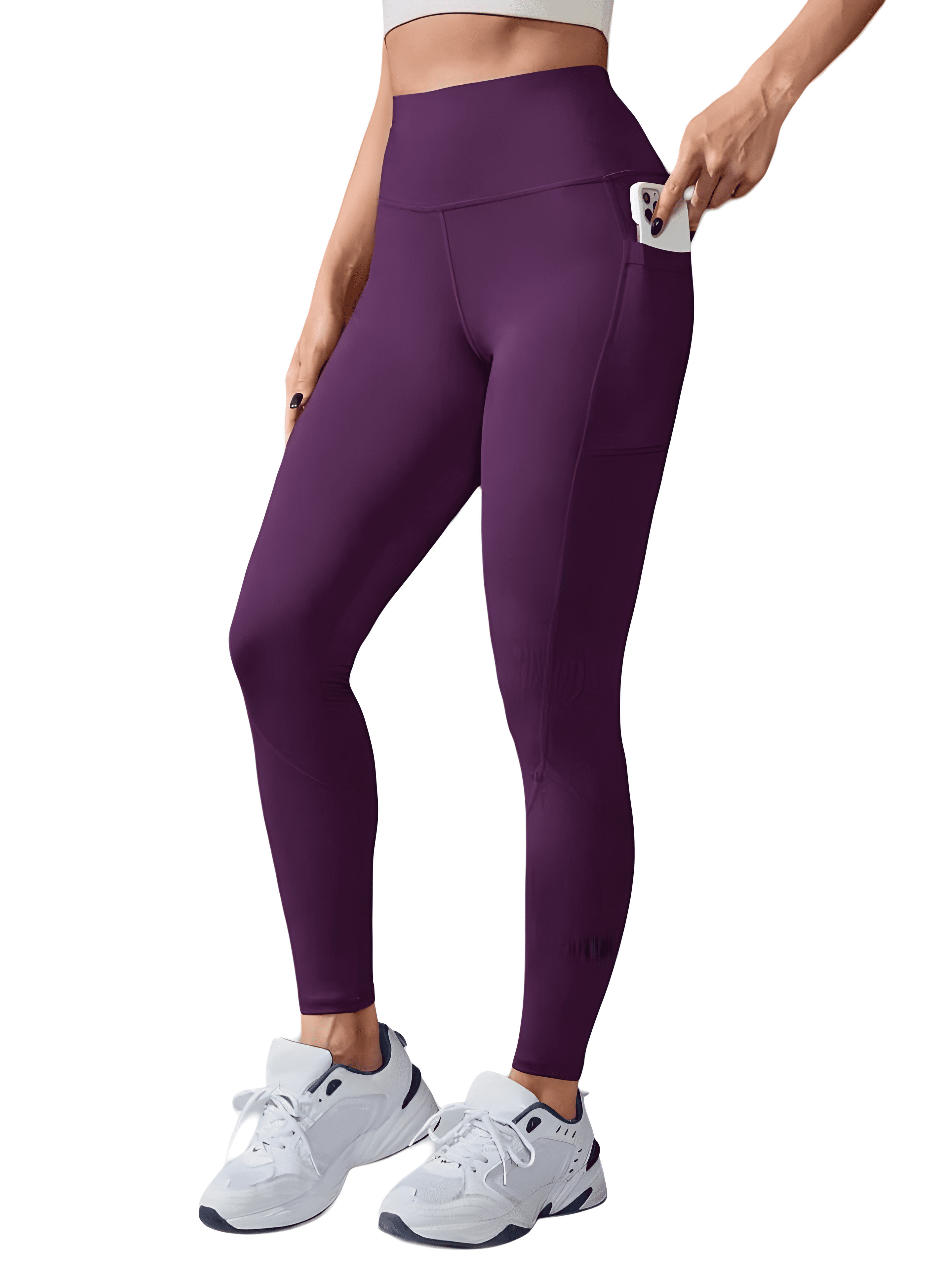Estella's High Waisted Workout Leggings for Women - Purple Athletic Leggings with Side Pockets, Moisture-Wicking and Breathable Yoga Pants for Gym, Running
