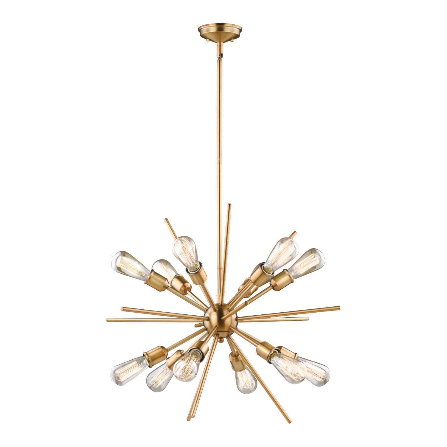 Natural Brass 12-Light Mid-Century Modern Sputnik Pendant