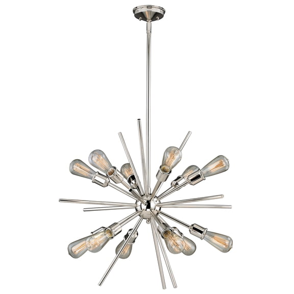 Estelle 12 Light Polished Nickel Mid-Century Modern Sputnik Pendant