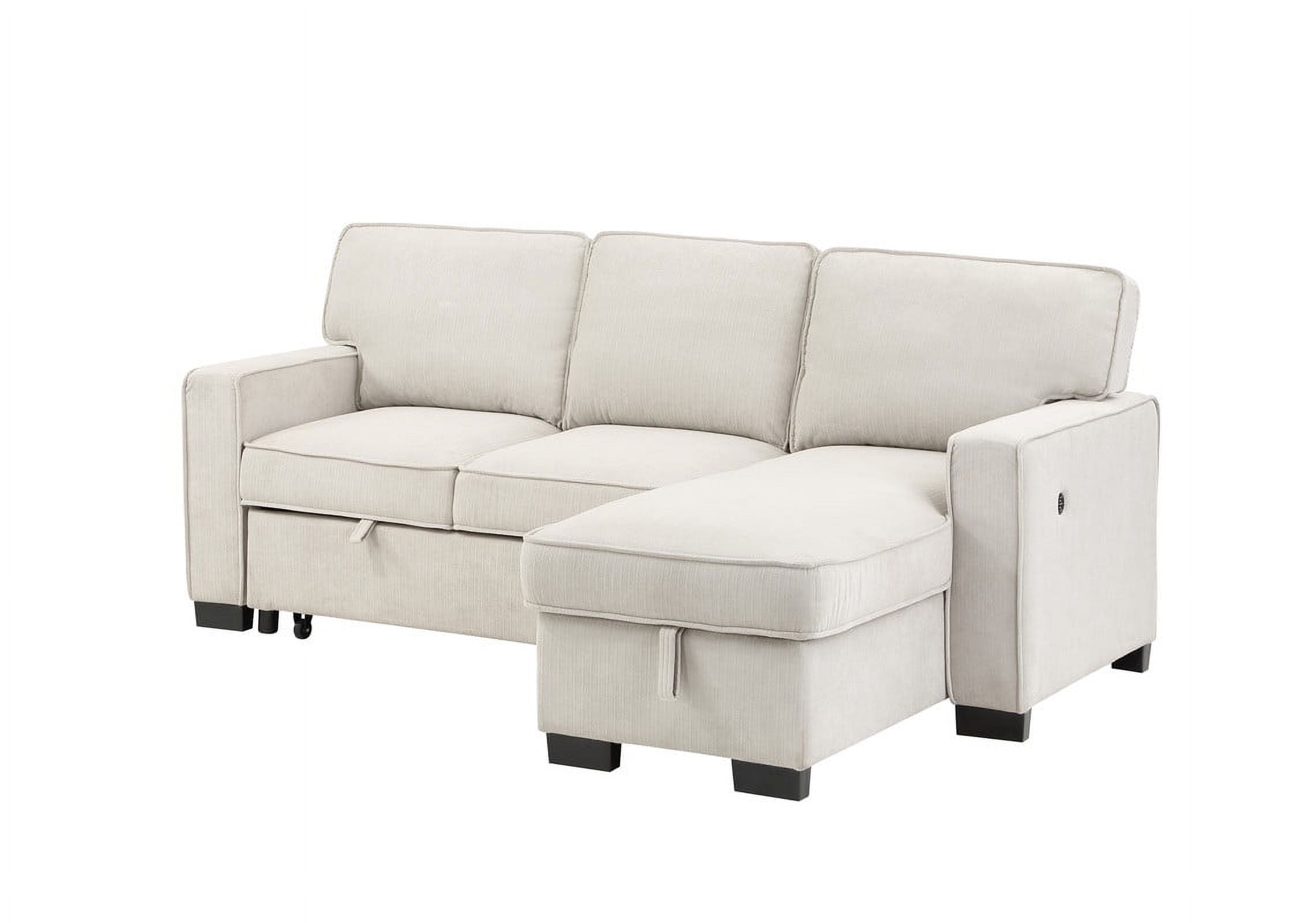 Estelle Fabric Reversible Sleeper Sofa Sectional with Storage Chaise ...