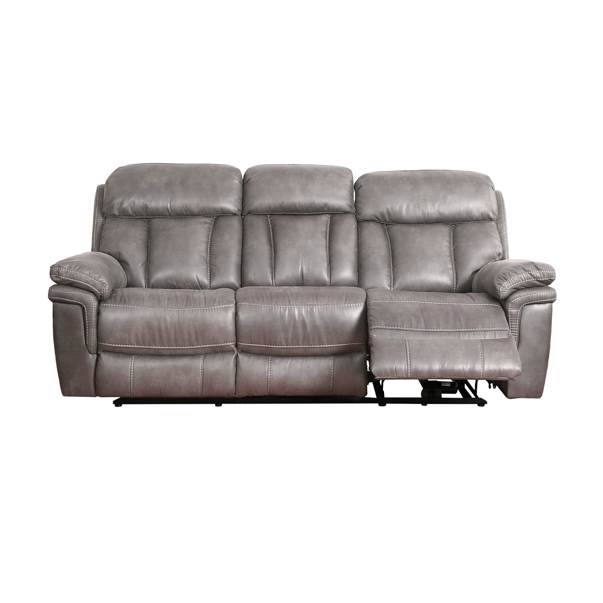 Gunmetal Gray 88" Power Reclining Sofa with Pillow-Top Arms