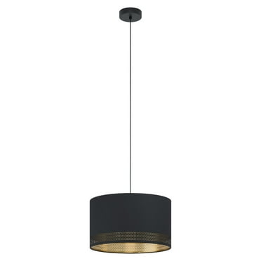 Esteperra - 1-Light 15" Pendant - Black Finish - Black Exterior/Gold Interior Shade