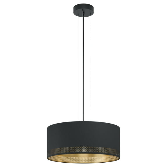 Esteperra - 3-Light 21" Pendant - Black Finish - Black Exterior/Gold Interior Shade