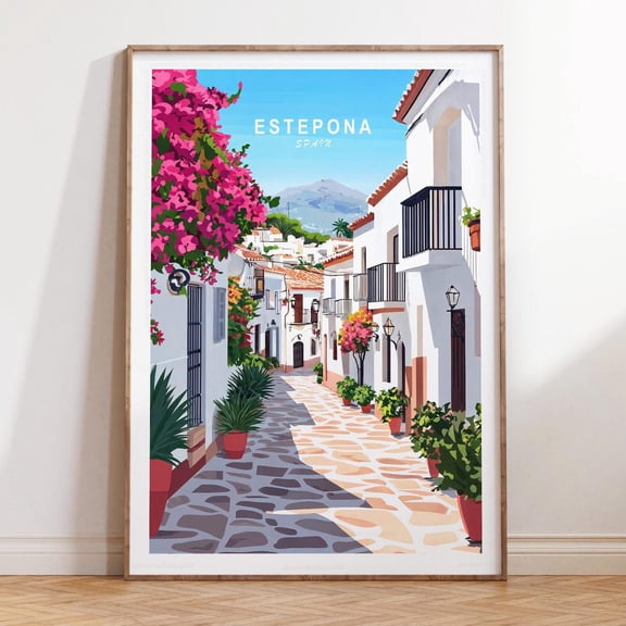 Estepona Spain Minimalist Home Decor Travel Wall Art V2, Unframed Paper Print Size 24x36