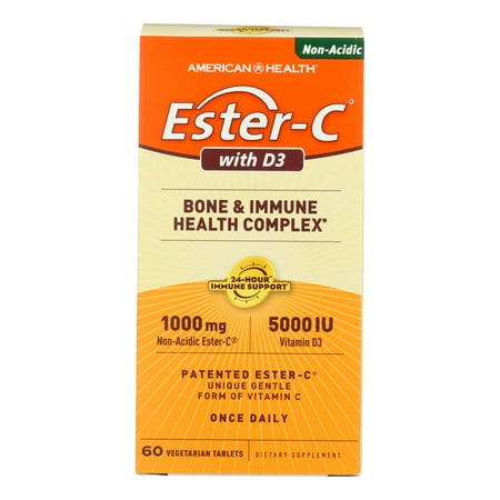 Ester-C With D3 Bone & Immune Health Complex Vegetarian Tablets- 60 Count, 60 Servings