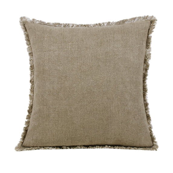 LR Home Estate Linen Poly Filled Pillow in Tan/Ivory, 20" x 20"
