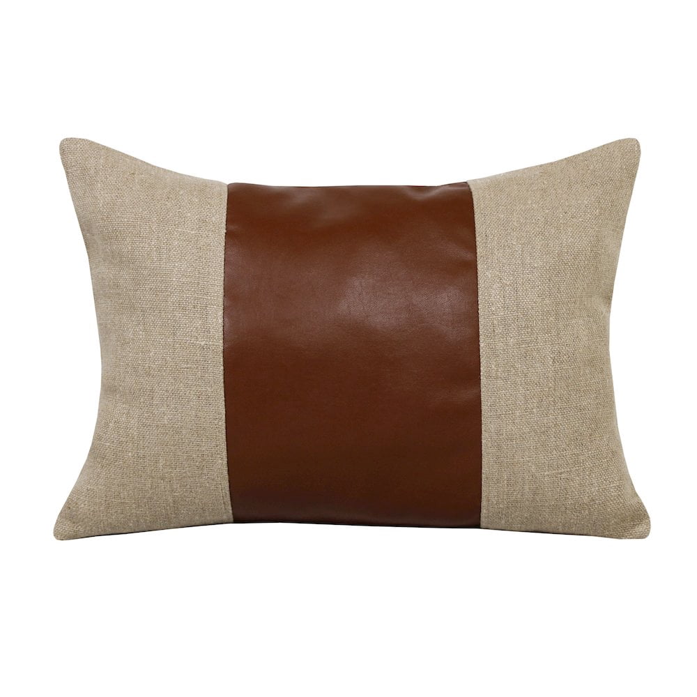 Ester Hand-Woven Striped Industrial Linen Throw Pillow, Tan/Brown, 14" x 20", Count per Pack 1