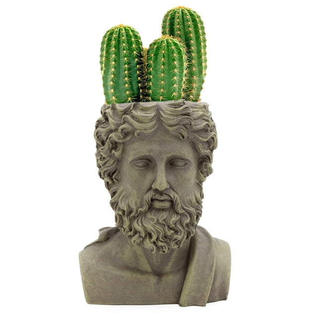Esterno Greek God Zeus Planter Pot (Mini Size); Garden Decor Statue