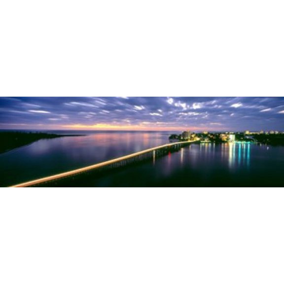 Estero Boulevard at night, Fort Myers Beach, Estero Island, Lee County, Florida, USA Poster Print (18 x 6)