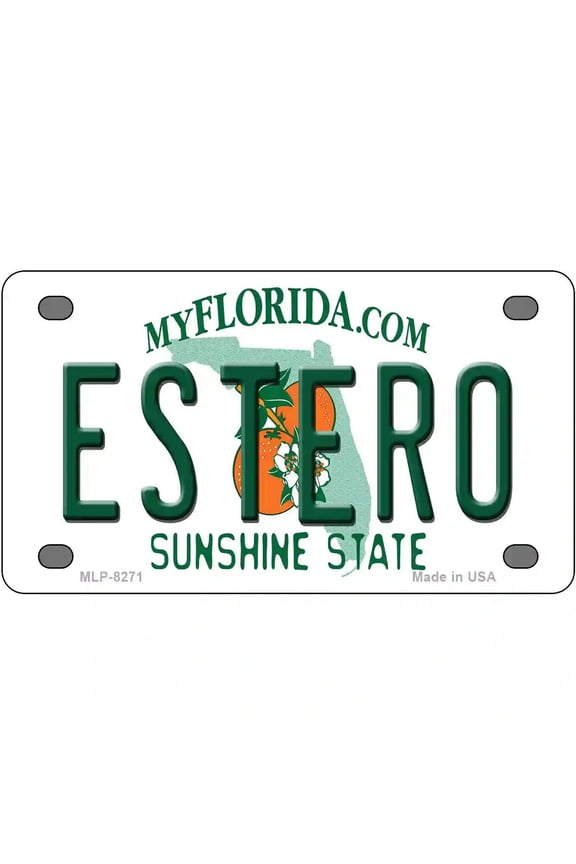 Estero Sunshine State Novelty Metal License Plate 4" x 2.2" Mini